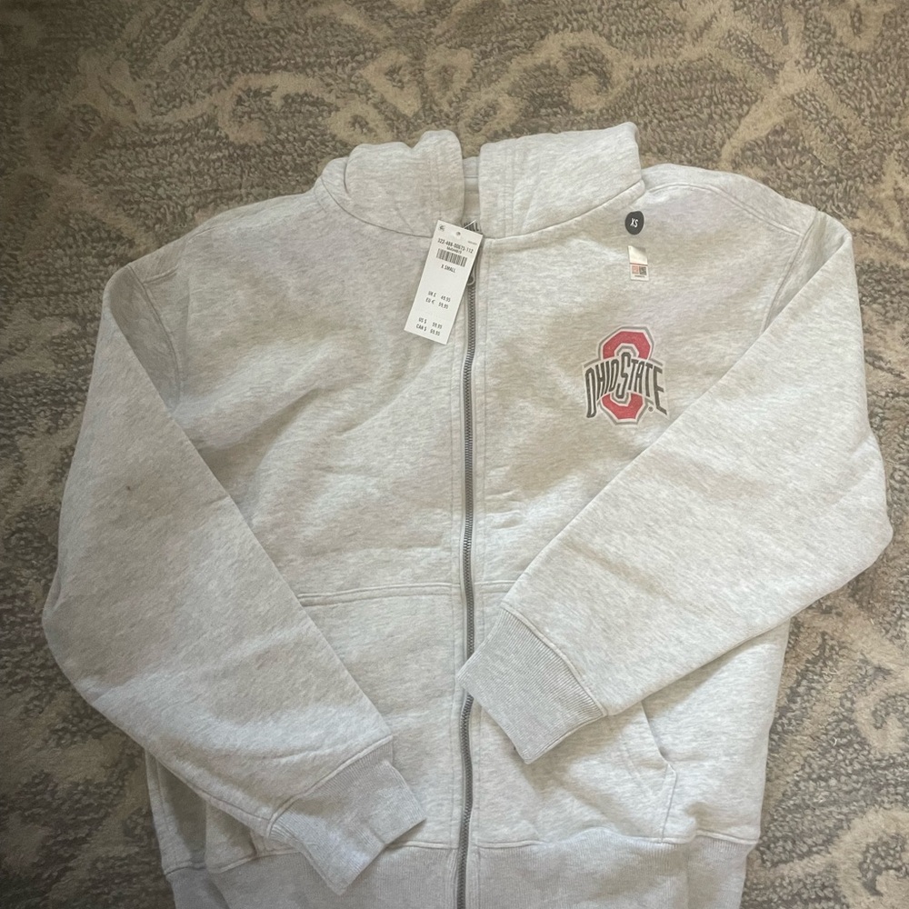 Hollister Athletic Light Gray Ohio State Full-Zip Hoodie